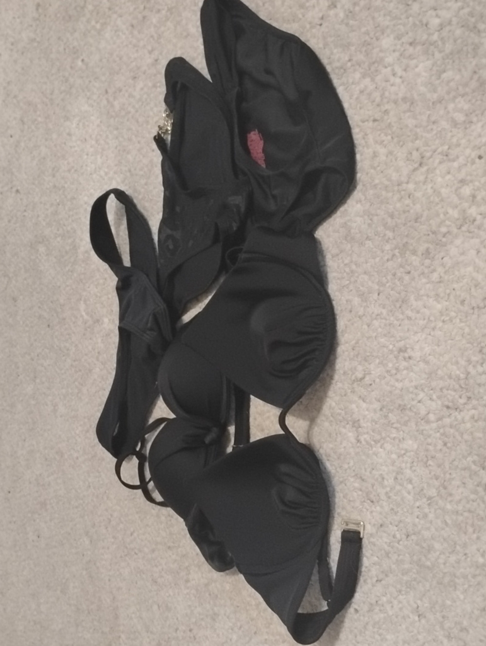 3 Small Black Bikini Bottoms, Also Comes With 2 Small Black Bikini Tops